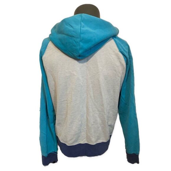 Nike Mens Blue White Long Sleeve Distressed Zip Up Hoodie Jacket Medium - Picture 2 of 7